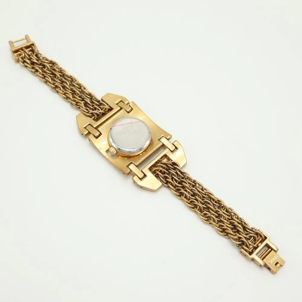 Chico's Womens Gold Tone Luxary Chain Watch 32mm Silver Dial with New Battery